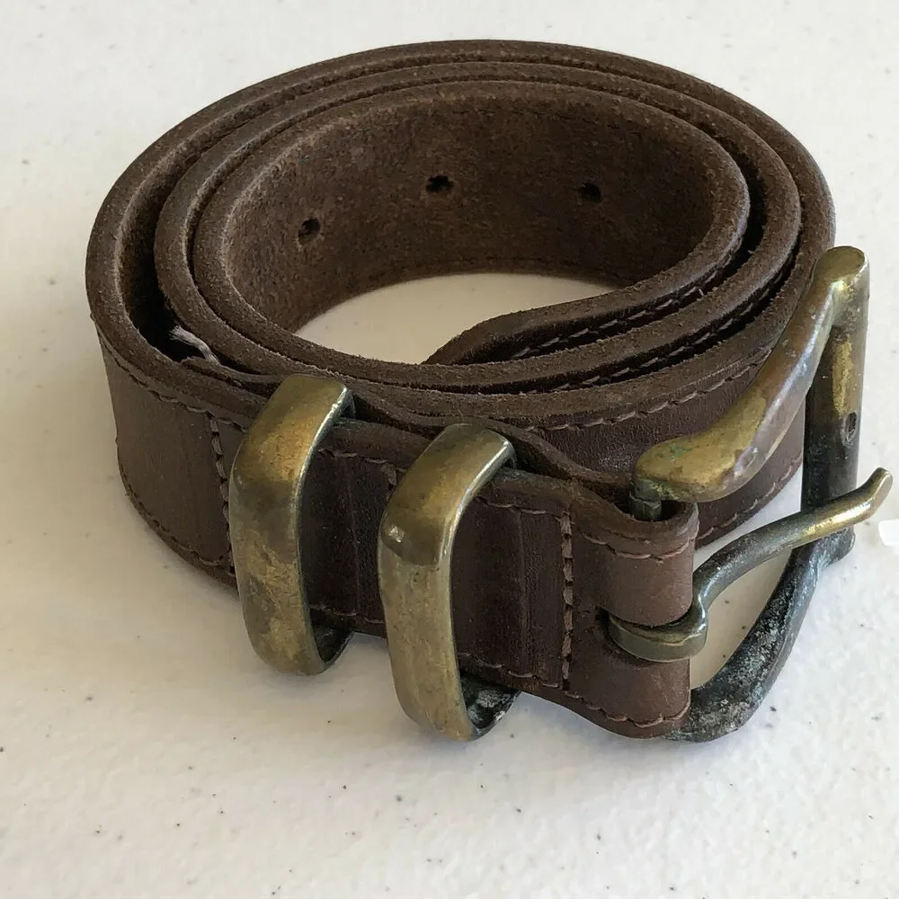 Le sac De Mode Leather Belt Size Small Brown Tarnished Buckle 31.5